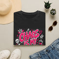 Chaos Is My Cardio T-Shirt — Edgy Pink Graffiti Skull Graphic Tee