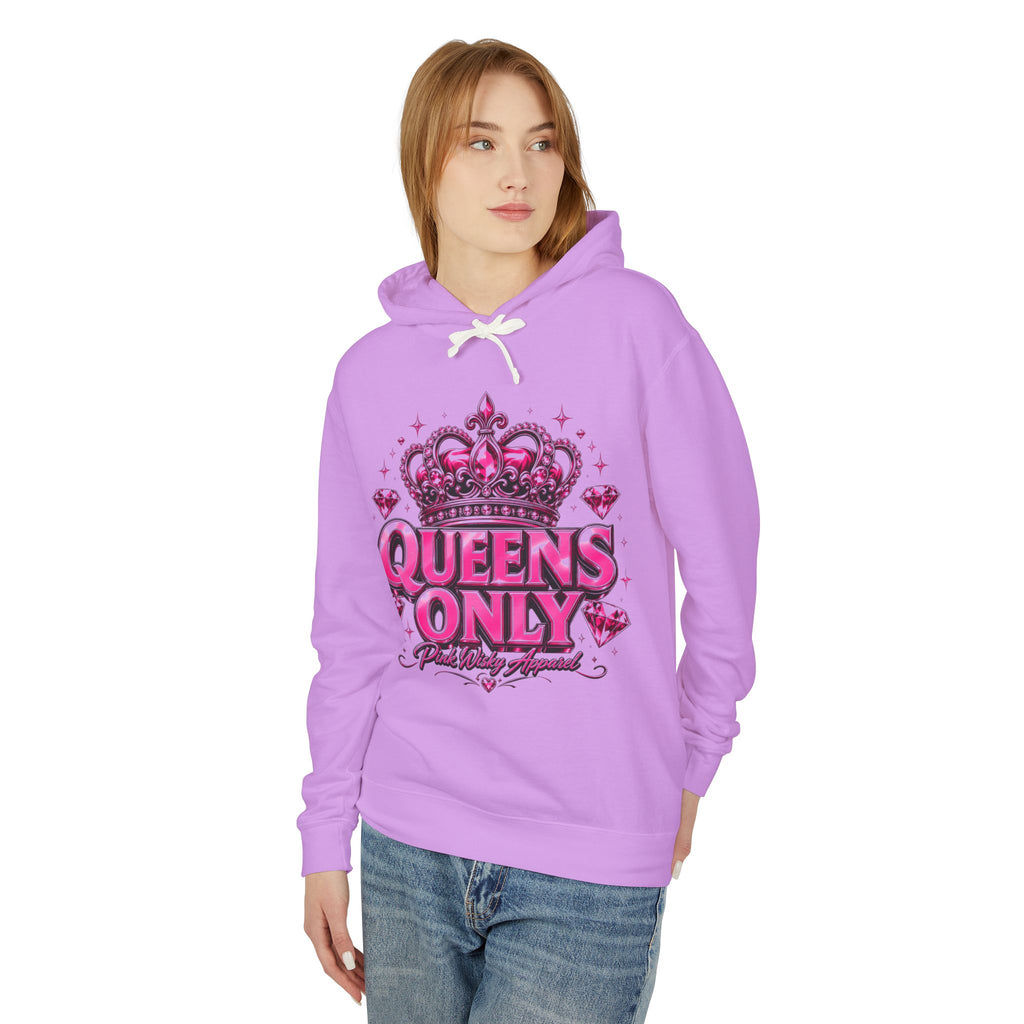 Queens Only Hoodie — Pink Crown Graphic Sweatshirt for Women