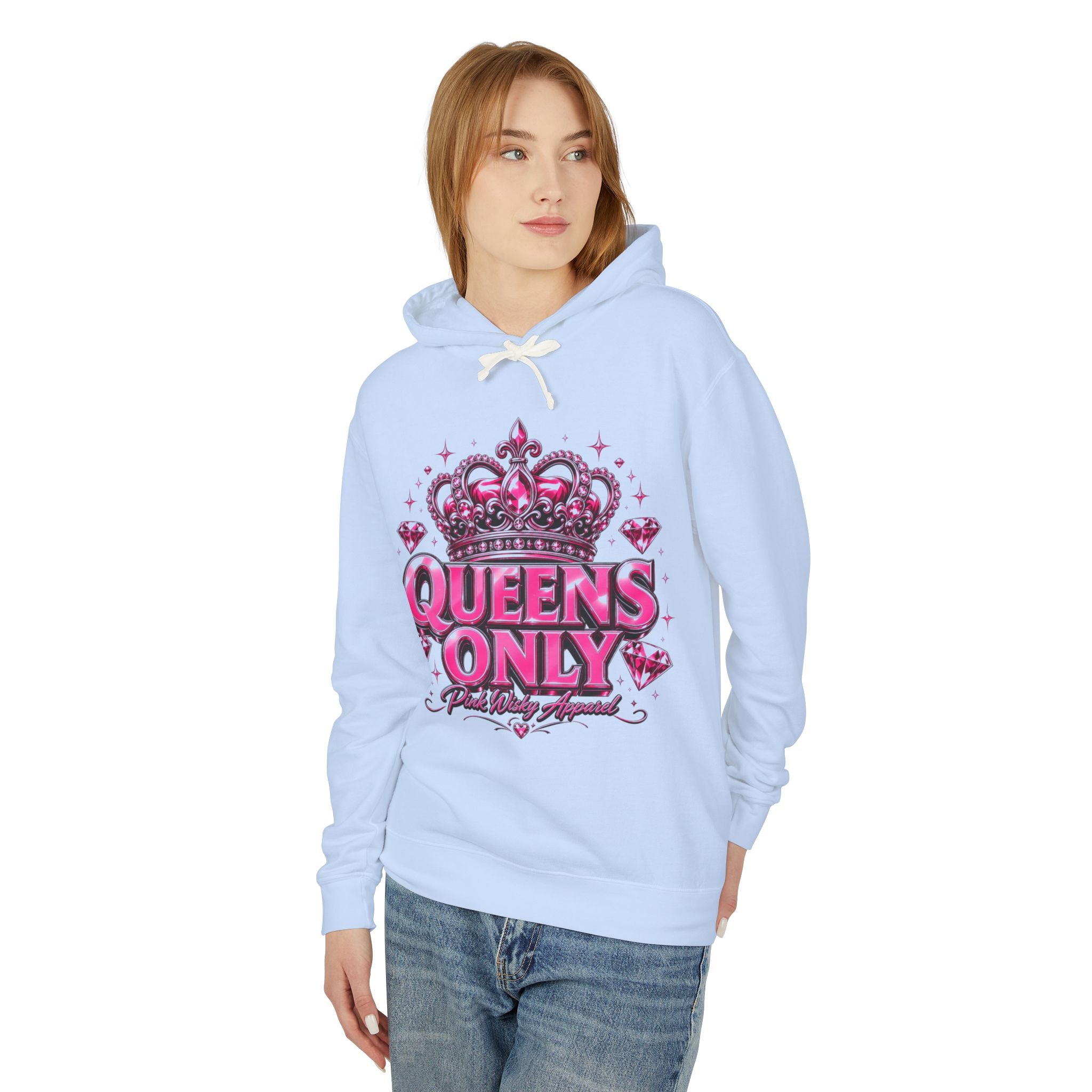 Queens Only Hoodie — Pink Crown Graphic Sweatshirt for Women